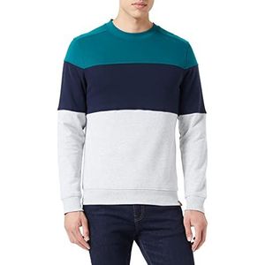 TOM TAILOR Uomini Crewneck sweatshirt met Colourblock 1034774, 30193 - Ordinary Grey Melange, XXL