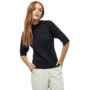 Peppercorn Dames Tana Mock Neck Halve Mouw Gebreide Trui, 9000 Zwart, XS