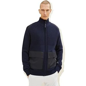 TOM TAILOR Uomini Gebreid vest met teddybont 1033530, 13160 - Knitted Navy Melange, S