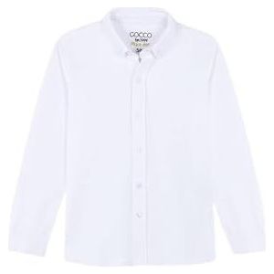 Gocco Wit piqué-hemd voor kinderen, Optisch wit, 10 Jaar
