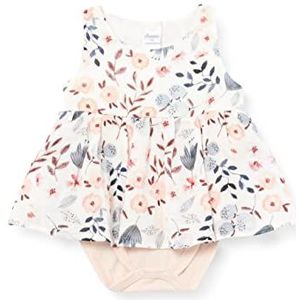 Pinokio Dress bodysuit mouwloos zomer tuin, 100% katoen, ecru bloemen, meisjes 56-86 (80), Écru Blue Summer Mood, 80 cm