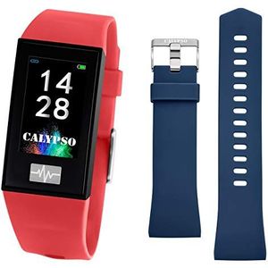 CALYPSO Horloge model K8500/4 uit de collectie smartwatch, behuizing 23,80/41,60 mm, digitaal, met rode rubberen armband voor heren, Uniek