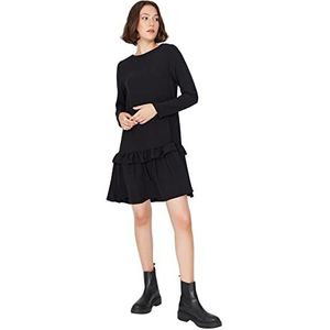 Trendyol Geweven jurk met ronde hals voor dames, zwart, 40