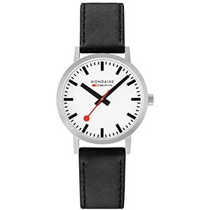 Mondaine Unisex analoog kwarts horloge met lederen armband A660.30360.16SBB, zilver-zwart, Riemen.