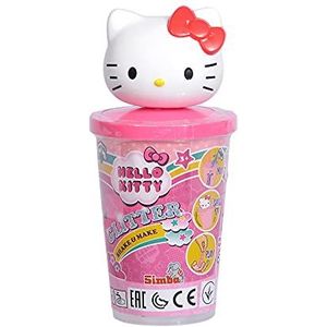 Simba 109281012 Hello Kitty Shake & Make slijm, 80 g, roze glitterslijm, poeder voor het mengen met water, Hello Kitty deksel, vanaf 3 jaar