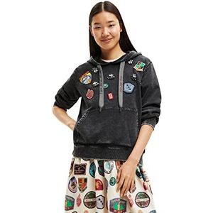 Desigual Dames Stamps 2012 Cement Sweater, Black, XS