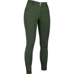 HKM Ari Mid Rise siliconen kniestukken Rijbroek voor dames Olijfgroen 34