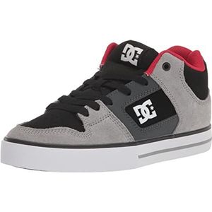 DC Pure Mid Casual Skate Schoen voor heren, zwart/grijs/rood, 7.5 UK, Zwart Grijs Rood, 41 EU