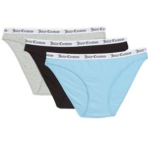 Juicy Couture Diddy Cotton Brief 3-Pack Multipack, Zwart, Dusk Blue, Silver Marl, XS