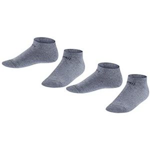 ESPRIT Uniseks-kind Korte Sokken Foot Logo 2-Pack K SN Katoen Kort Eenkleurig Multipack 2 Paar, Grijs (Light Grey Melange 3390), 35-38