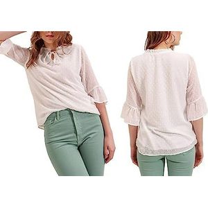 Mt Clothes - Blouse van chiffon - wit maat 38, Wit, 36