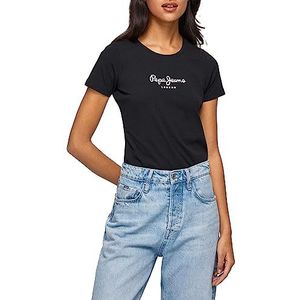 Pepe Jeans New Virginia SS N T-shirt voor dames, 999 Zwart, S