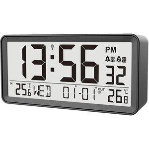 Techno Line WT320 hoogwaardige wekkerradio met binnentemperatuur en buitentemperatuur, achtergrondverlichting, 2 wekalarmen
