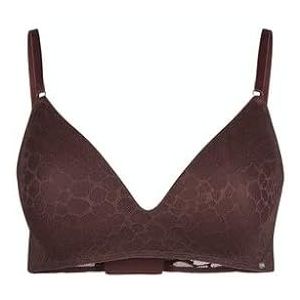 Skiny Dames Triangel gewatteerde Lace Texture T-shirt-beha, Java Brown, standaard