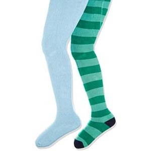 Playshoes Warme, elastische thermo-blok-strepen met comfortabele tailleband panty (set van 2), lichtblauw/ringgroen, Fabrikant Maat:98/104