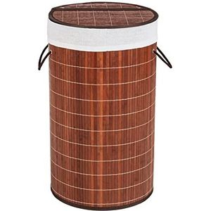 WENKO Wasmand Bamboo donkerbruin - wasmand, met waszak Inhoud: 55 l, bamboe, 35 x 60 x 35 cm, donkerbruin