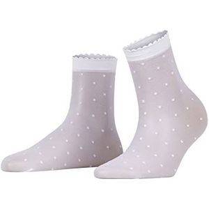 FALKE Dames Sokken Dot 15 DEN W SO Sheer Transparant gedessineerd 1 Paar, Wit (White 2209), 35-38