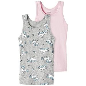 NAME IT NMFTANK TOP 2P Grey Melange Unicorn Noos Onderhemd, 86, gemengd grijs, 86 cm