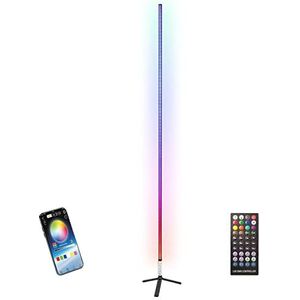 MAGIC-COLOR-STICK-1.5BK - Ibiza - Zwarte RGB LED TUBE op statief met 17 standen: 5 meerkleurige effecten, 5 geluidsstanden, 7 vaste kleuren, voor gaming, muziek en films