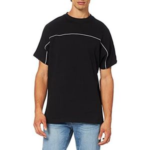 Urban Classics Heren T-shirt Reflective Tee met reflecterende strepen, Zwart (Zwart 0007), M