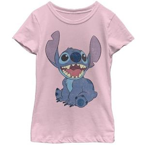 Disney Lilo & Stitch - Basic Happy Stitch Kids Crew neck Pink 104, roze, XS