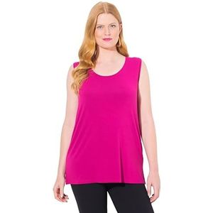 Ulla Popken Dames grote maten grote maten plus size top, klassieke pasvorm, ronde hals, stretch, brede bandjes, mouwloos, magenta, 42-44