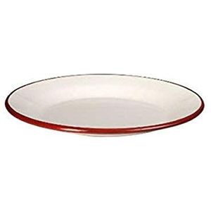 Ibili bord plat 28 cm van geëmailleerd staal in wit/rood, 28 x 28 x 5 cm