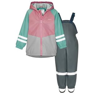 Playshoes Tweedelig regenpak met fleecevoering, gevoerd modderpak, roze/grijs, 98