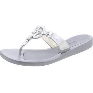 GUESS Tyana platte sandalen voor dames, Zilver 009, 37.5 EU