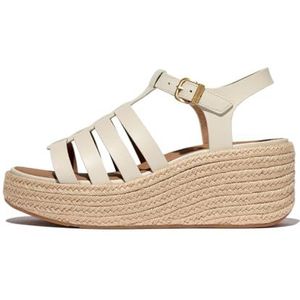 FitFlop - Platfforms Espadrille Leather Fisherman Wedge Sandals - Paris Beige - Leer - Wedgehak 7,6 cm