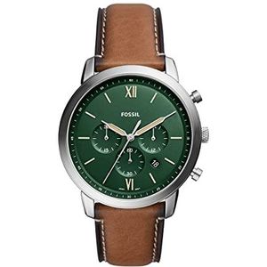 Fossil Neutra horloge voor heren, chronograaf uurwerk met roestvrij stalen of leren band, Green and Brown