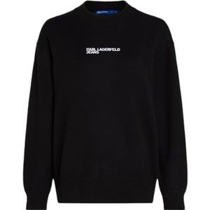 Karl Lagerfeld Jeans, Dames, Logo Knit Trui, Relaxed Fit, Zwart, L