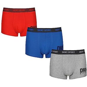 DKNY Boxershorts voor heren van katoen in blauw/grijs/marineblauw met superzachte geborstelde nylon tailleband | comfortabel en elastisch ondergoed - verpakking van 3 stuks, Lead/Atomic