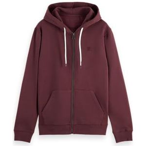 Scotch & Soda - Logo Badge Full Zip Through Hoodie - Bordeaux - Heren Hoodie