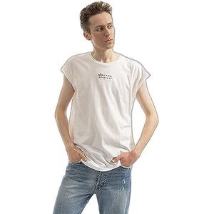 ALPHA INDUSTRIES Organics mouwloos Emb T-shirt, uniseks, volwassenen, Biologisch Wit, L