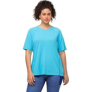 Ulla Popken Dames T-shirts, Helder turquoise, 62-64