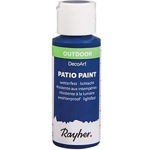 Rayher 38610384 Patio Paint, ultrablauw, fles 59 ml, weerbestendige acrylverf voor buiten, lichtecht, verf voor binnen en buiten, outdoorverf