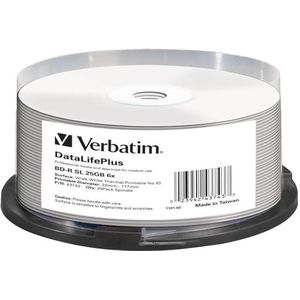 Verbatim BD-R Blu-ray 25 GB - 6x brandsnelheid, bedrukbaar, 25 Pack Spindle