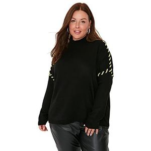 Trendyol Dames coltrui effen normale plus grootte trui sweater, zwart, 3XL, Zwart, 3XL