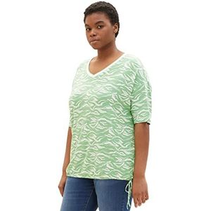 TOM TAILOR Dames T-shirt 1035935, 31574 - Green Small Wavy Design, 48 Grote maten