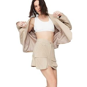 Trendyol Dames A-lijn Regular Fit geweven rok, Licht Beige, 32