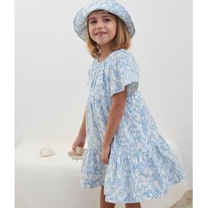 Petit Bateau Jurk met korte mouwen voor meisjes, Marshmallow/Porcelana, 4 jaar