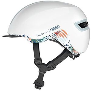 ABUS Urban-helm HUD-Y - magnetisch, oplaadbaar LED-achterlicht & magneetsluiting - coole fietshelm voor dagelijks gebruik - voor mannen en vrouwen - wit, maat S