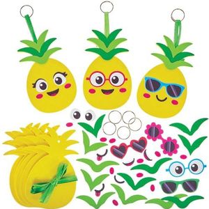 Baker Ross FN168 Ananas Mix & Match Sleutelhanger Sets - Pak van 8, Sleutelhanger Knutselsets voor Kinderen