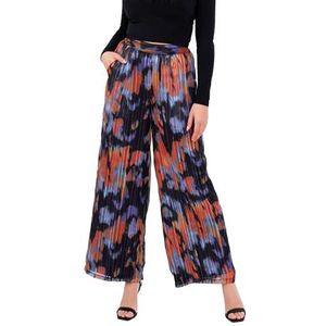 Lovedrobe Dames wijde pijpen broek dames palazzo broek abstracte print chiffon elastische taille bodems Smart Casual Party, Multi 8, Meerkleurig, 34