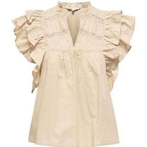 Stoponlsunny - Top - V-Hals - Katoen - Korte Mouwen - Ruches en Kanten Detail