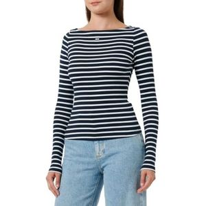 Tommy Jeans TJW Breton Stripe LS DW0DW19817 Tanktop, blauw (Dark Night Navy/Multi), L, Blauw (Donker Nachtmarine/Multi), L