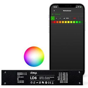 ubisys LED-controller LD6: Zigbee/Bluetooth | 12/24V | RGBW, tunable wit of effen | tot 6 lampen.