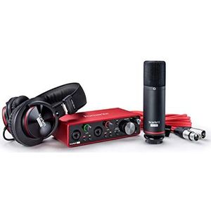 Focusrite Scarlett 2i2 Studio 3rd Gen USB-audio-interface-bundel voor liedjesschrijver, met condensator-microfoon en hoofdtelefoon voor opnames, streamen en podcasting, rood