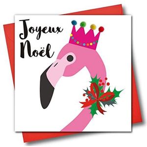 Versierd Kerstmis wenskaart, Joueux Noel, Flamingo